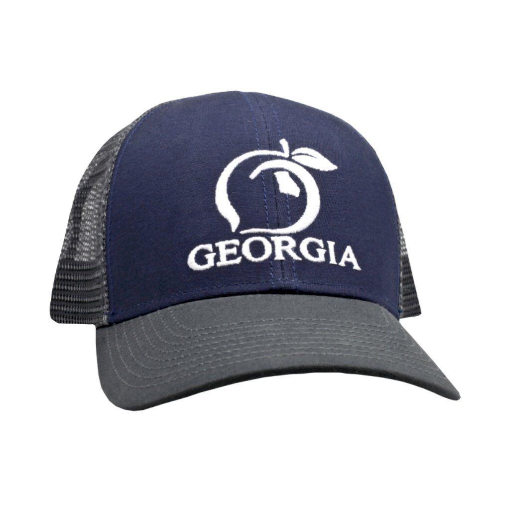 State of Georgia Peach Logo - Peach State Pride 'Georgia Mesh Back' Trucker Hat - Navy/Charcoal ...