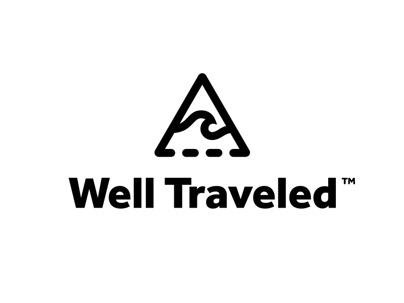 Wave and Mountain Logo - Well Traveled Logo