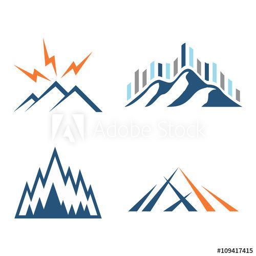 Wave and Mountain Logo - Mountain Sound Wave Signal Logo Symbol Set this stock vector