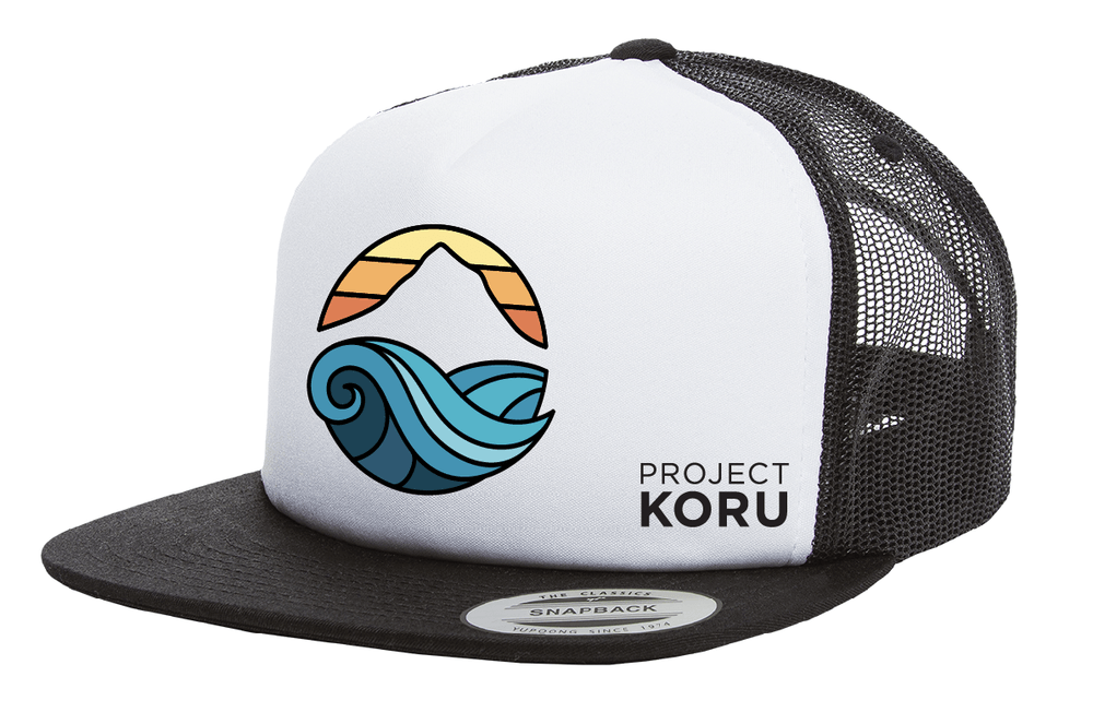 Wave and Mountain Logo - PK Mountain Wave Logo Trucker Hat — Project Koru