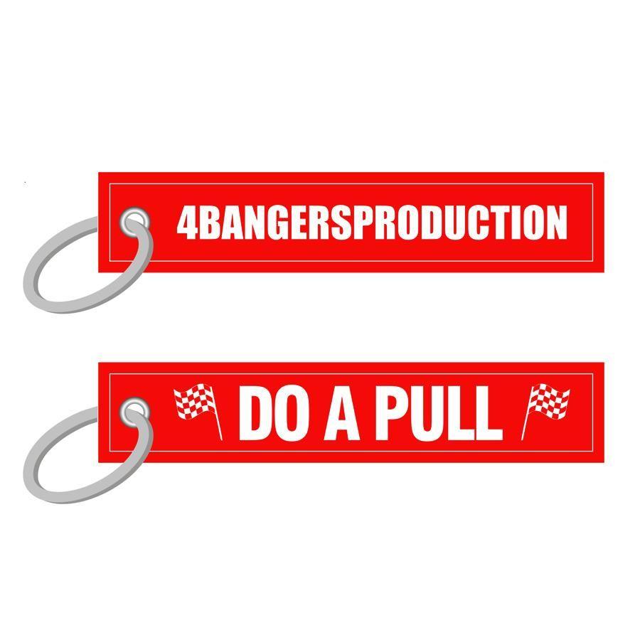 Red and White Race Logo - DO A PULL Race Keychain - Red/White - 4BangersProduction