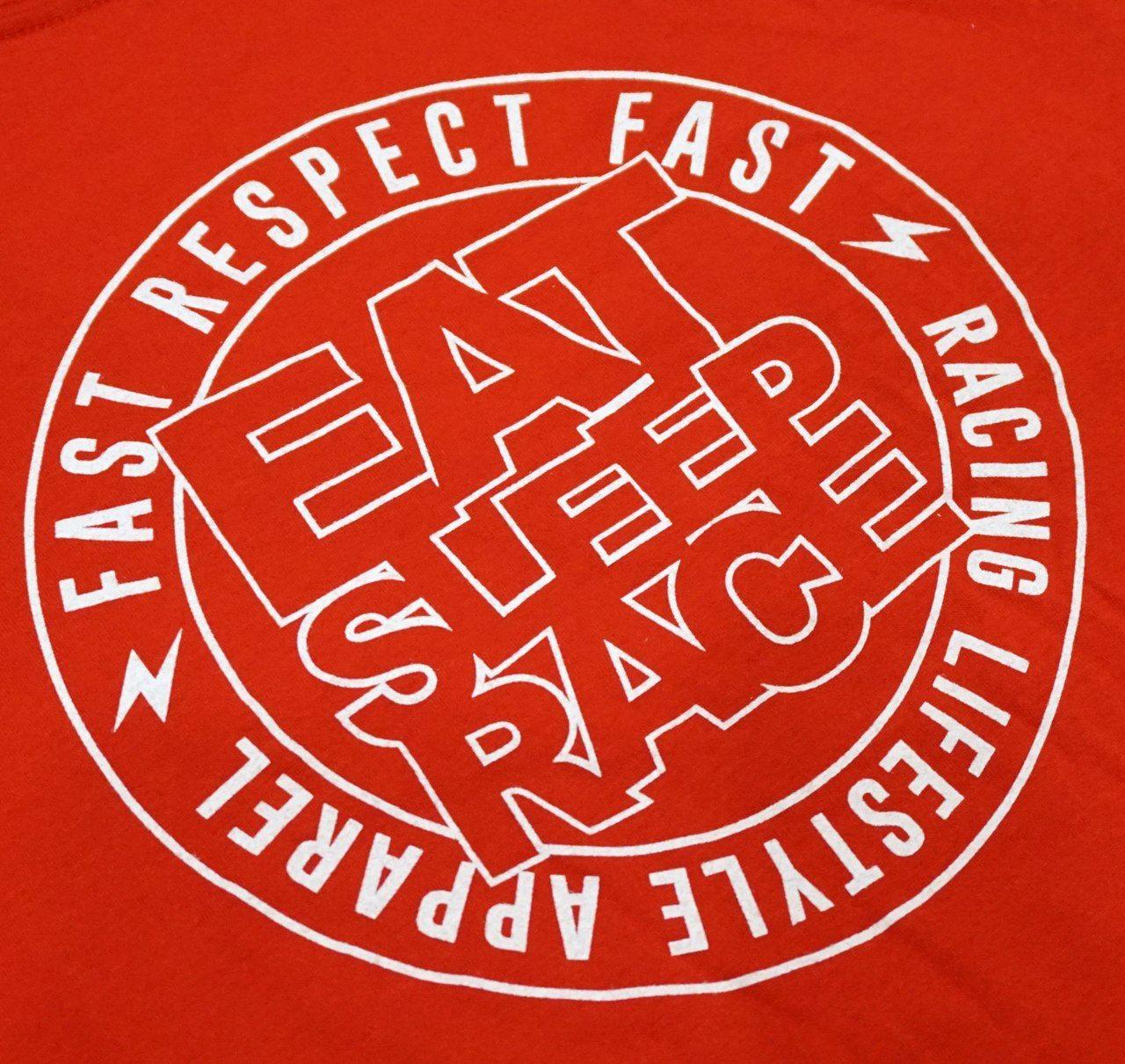 Red White Race Logo - Ladies Bolt Emblem V Neck Shirt. Red White Sleep Race