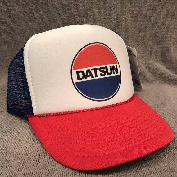 Red White Race Logo - Datsun Big Logo Trucker Hat Vintage Snapback Red White Blue | Etsy