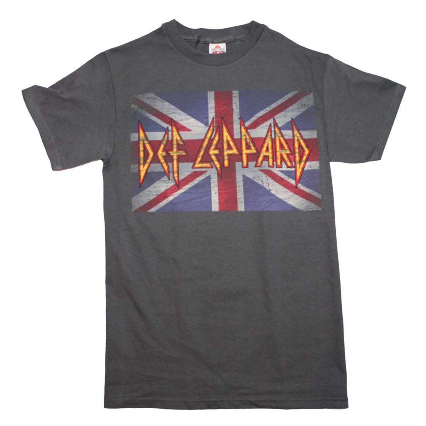 Def Leppard Band Logo - Def Leppard Band Logo British Flag T Shirt Mens 100% Cotton Short ...
