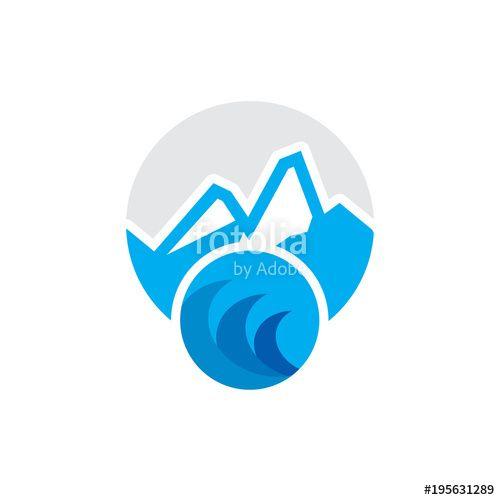 Wave and Mountain Logo - Wave Mountain Logo Icon Design