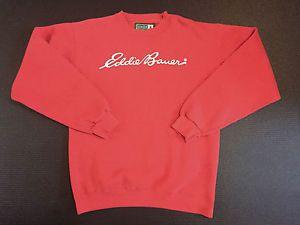 Red Cursive Logo - Vintage Eddie Bauer Sweatshirt red cursive logo sz Medium