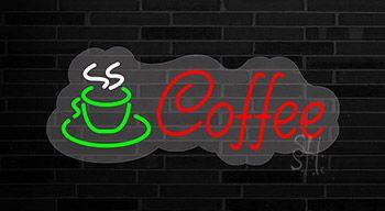 Red Cursive Logo - Red Cursive Coffee Logo Contoured Clear Backing Neon Sign. Coffee