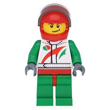 Red White Race Logo - LEGO® Race Car Driver, White Race Suit with Octan Logo, Red Helmet