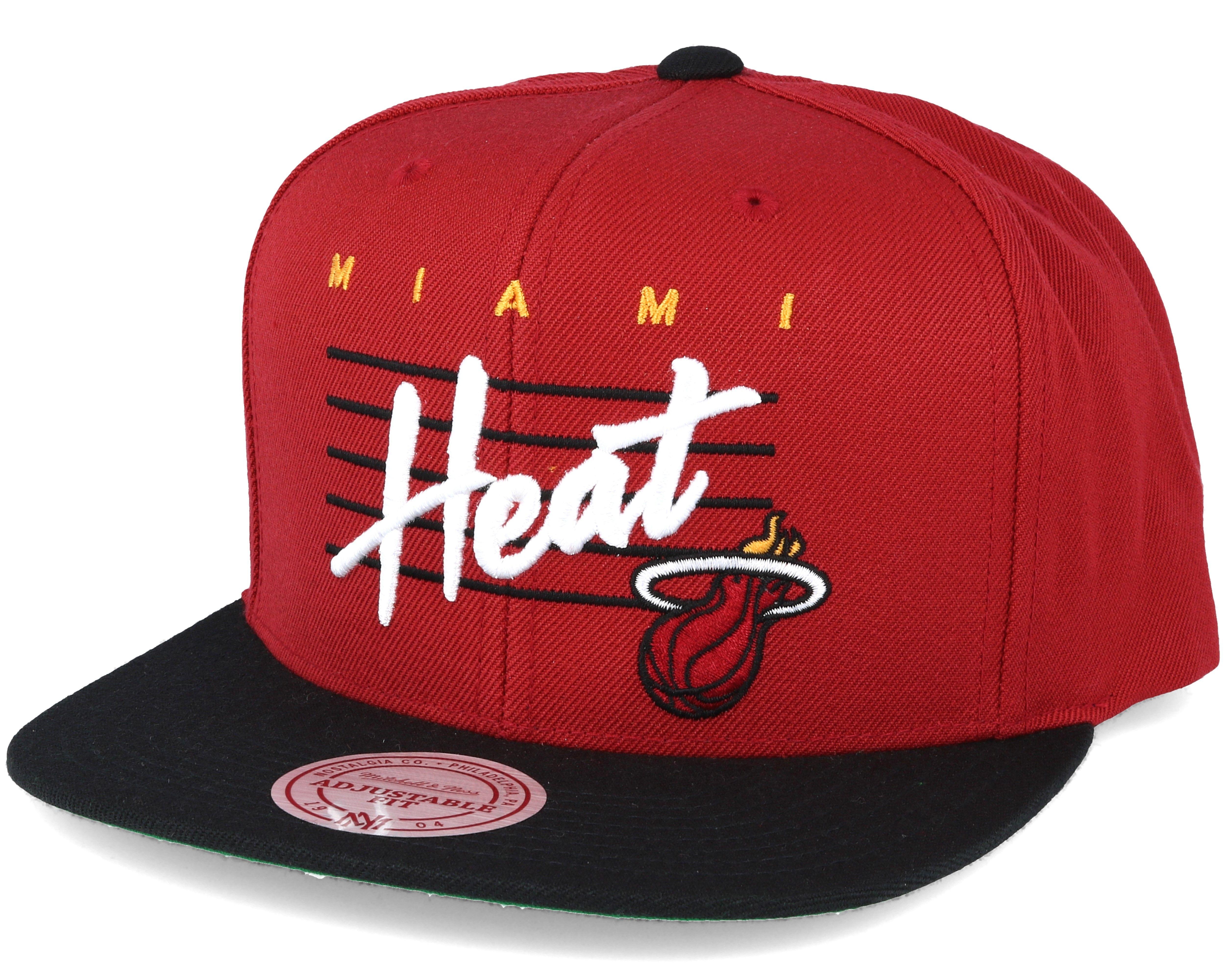 Red Cursive Logo - Miami Heat Cursive Script Logo Red Snapback - Mitchell & Ness caps ...