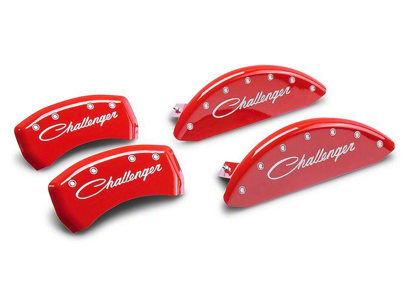 Red Cursive Logo - MGP Challenger Red Caliper Covers w/ Cursive Challenger Logo - Front ...
