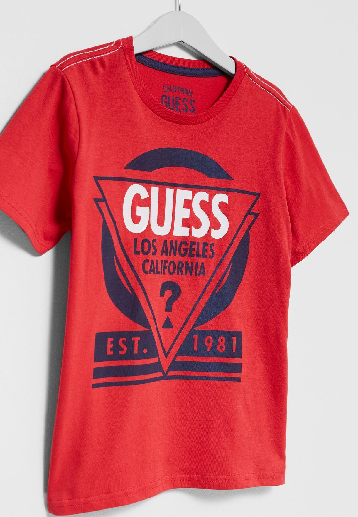 Guess the in Red V Logo - Shop Guess red Youth Logo T-Shirt L73I19K5M20 for Kids in Kuwait ...