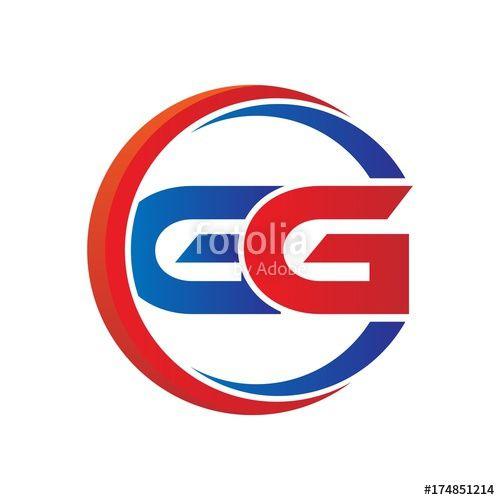 GG Logo - gg logo vector modern initial swoosh circle blue and red Stock