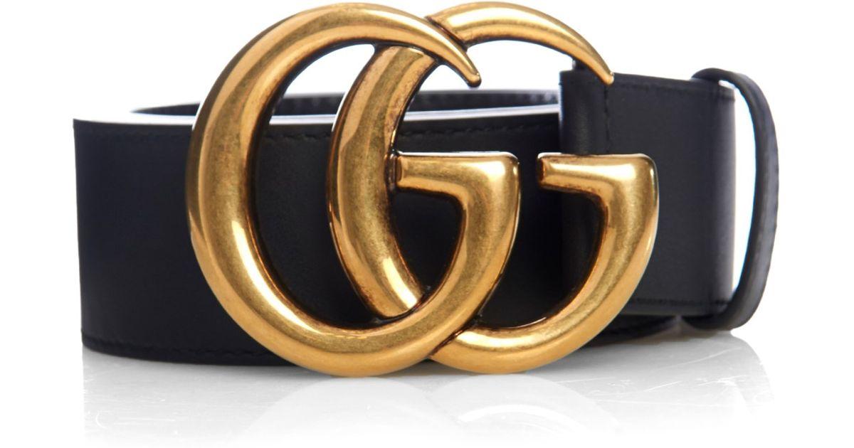 GG Logo - Lyst - Gucci Gg-Logo Leather Belt in Black