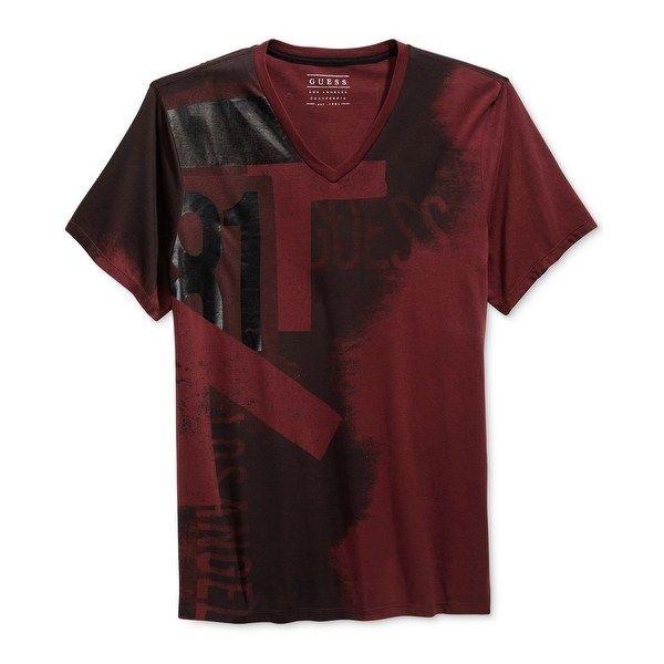 Guess the in Red V Logo - Shop Guess NEW Port Red Mens Size Small S Tawny V-Neck Graphic Tee T ...