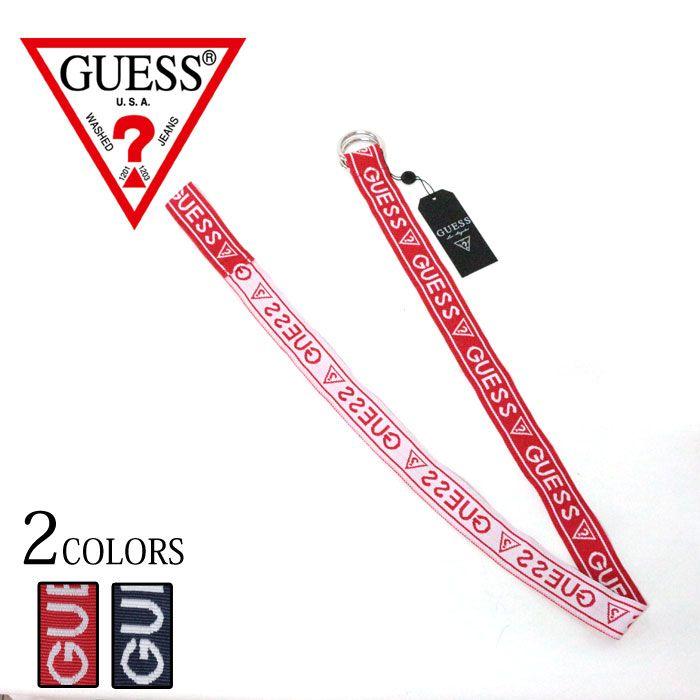 Guess the in Red V Logo - upper gate: GUESS ゲスLOGO WEBING BELT brand logo belt men red navy ...