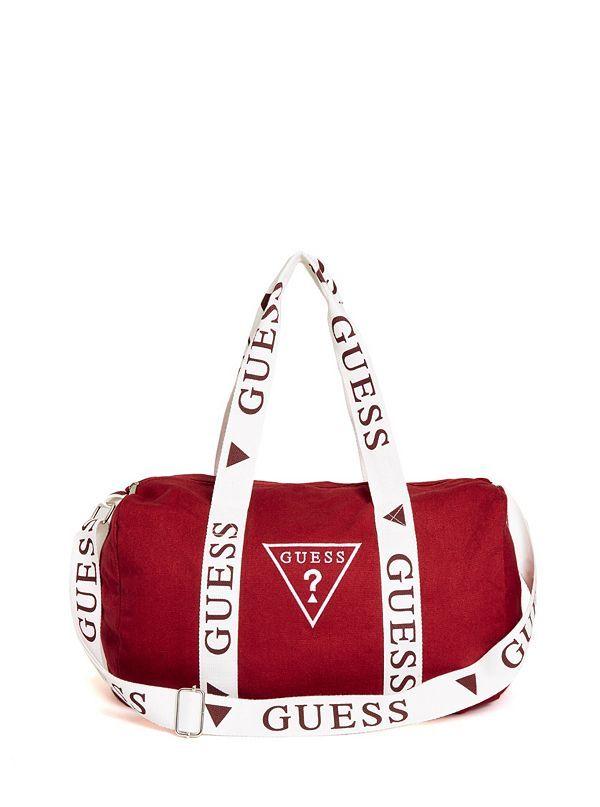 Guess the in Red V Logo - Logo Duffle Bag | Guess Factory Canada