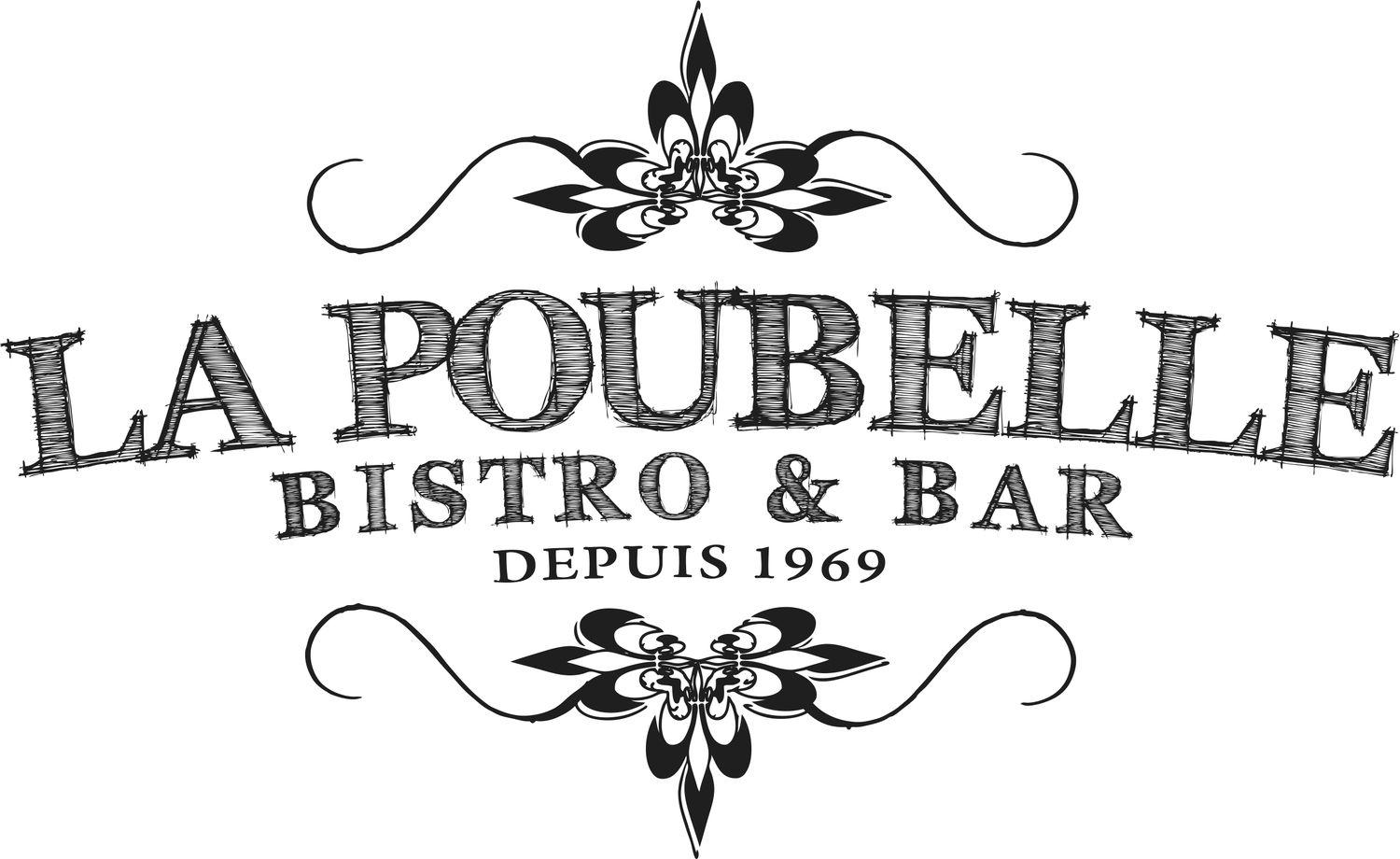 Popular White Bar Logo - La Poubelle Bistro & Bar. Best French Cuisine Restaurant. Famous