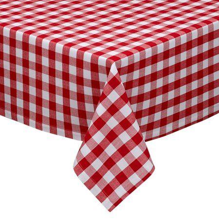 Red Checkered Square Logo - Country Classic Brick Red & Pure White Checkered Square Table Cloth