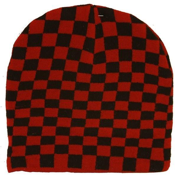 Red Checkered Square Logo - Shop Checkered Square Winter Cuffless Beanie - Red - Free Shipping ...
