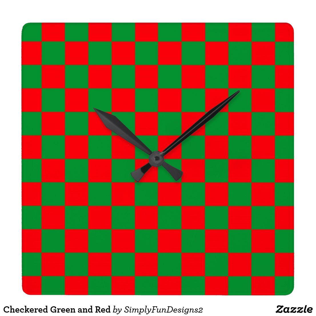 Red Checkered Square Logo - Checkered Green and Red Square Wall Clock. Zazzle products designed