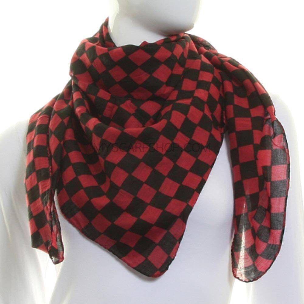 Red Checkered Square Logo - Red Checkered Square Scarf Cotton