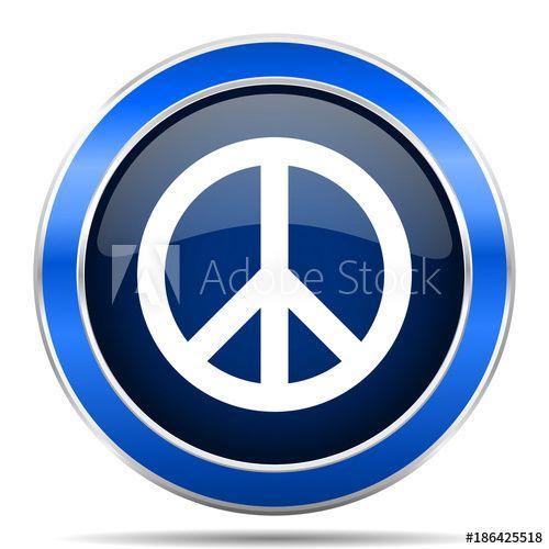 Modern Blue and Silver Logo - Peace vector icon. Modern design blue silver metallic glossy web and ...