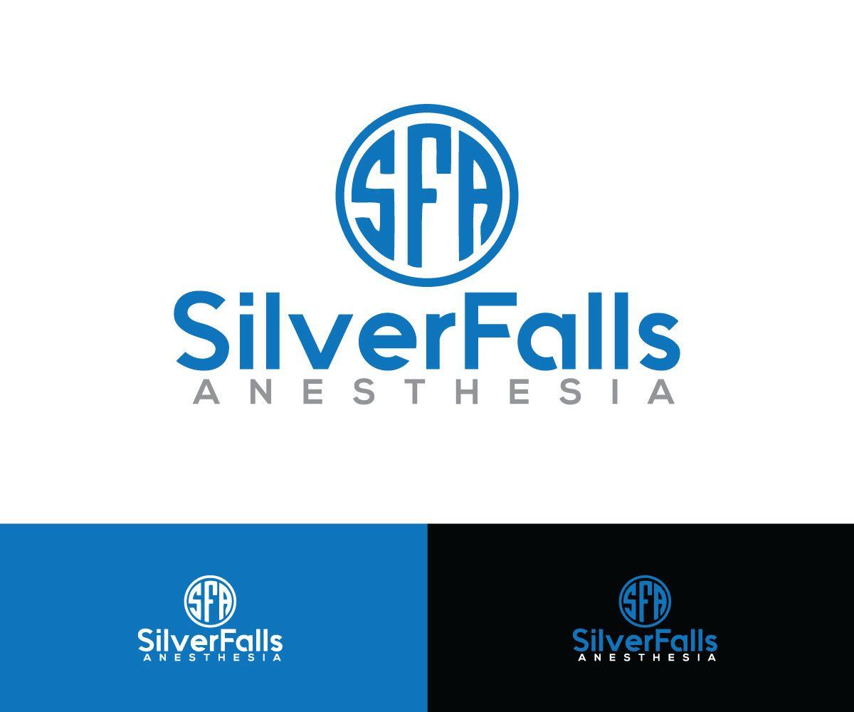 Modern Blue and Silver Logo - Professional, Modern Logo Design for Silver Falls Anesthesia or SFA