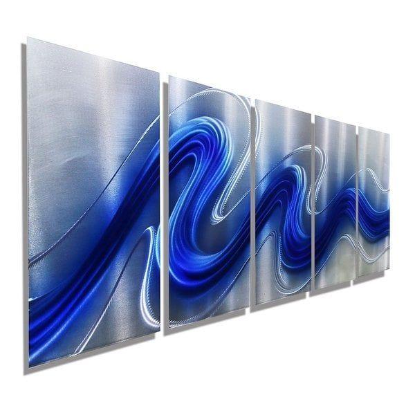 Modern Blue and Silver Logo - Shop Statements2000 Silver & Blue Modern Abstract Metal Wall Art ...