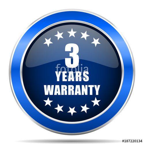 Modern Blue and Silver Logo - Warranty guarantee 3 year vector icon. Modern design blue silver ...
