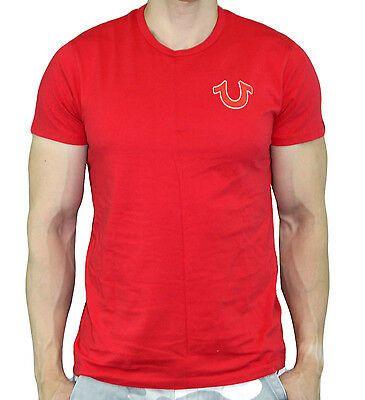 Red True Religion Horseshoe Logo - TRUE RELIGION MEN Double Puff T Shirt Horseshoe Logo Premium Vintage