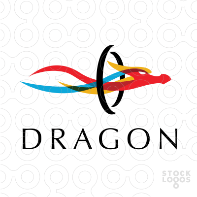 Fire Dragon Logo - a unique fire dragon flies through a ring. A perfect logo for ...