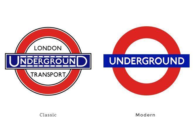 Red Classic Transportation Logo - examples of classic branding next to the modern version