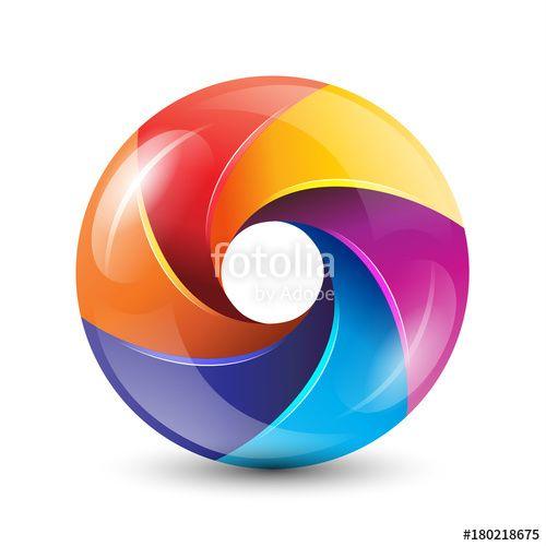 Rainbow Sphere Logo - 3D rainbow circle colorful logo with glossy blades