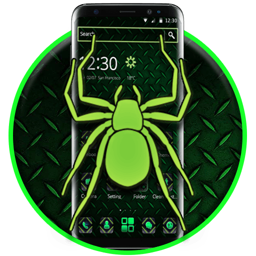 Green Spider Logo - Neon Green Spider 2D Theme: Amazon.co.uk: Appstore for Android