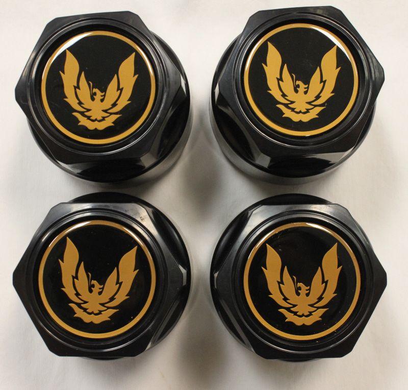 Black and Gold Bird Logo - Firebird NEW Black with Gold Bird 16 Wheel Centers, Set of 4 also