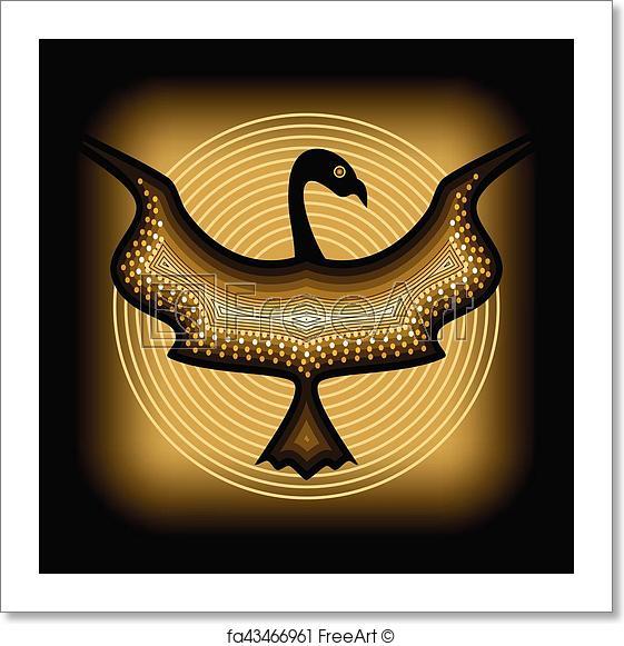 Black and Gold Bird Logo - Free art print of Mythologic ornamental bird silhouette, tribal