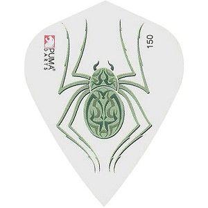 Green Spider Logo - SHOT! 150 DART FLIGHTS - KITE WHITE & GREEN SPIDER
