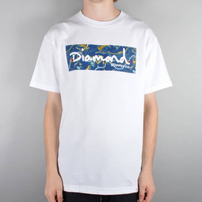 White Diamond Supply Logo - Diamond Supply Co. Low Life Box Logo Navy T-Shirt - White - Skate T ...