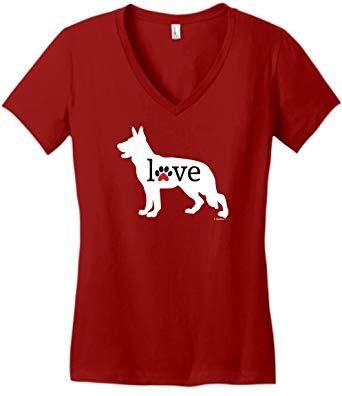 Red Dog Paw Logo - German Shepherd Love Dog Paw Prints Juniors Vneck XXX-Large Classic ...