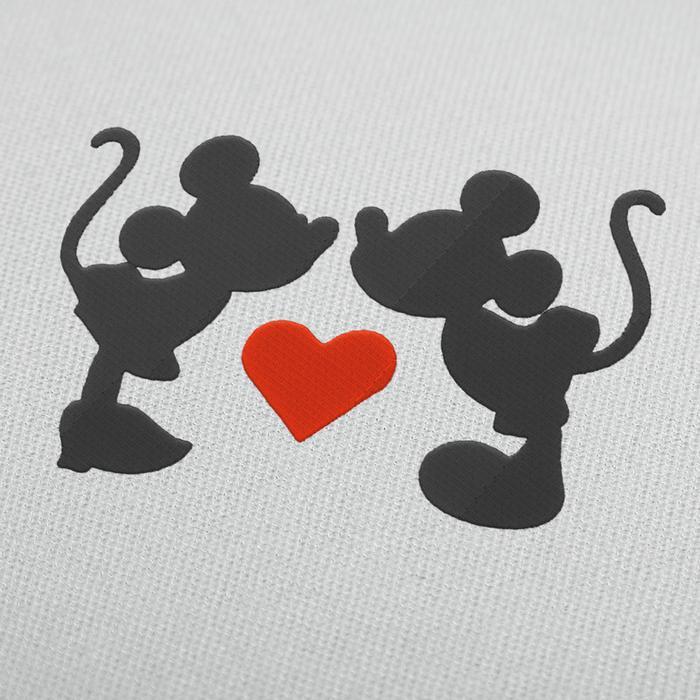 Mickey and Minnie Mouse Logo - Mickey and Minnie Mouse kiss 2 Disney Embroidery Design