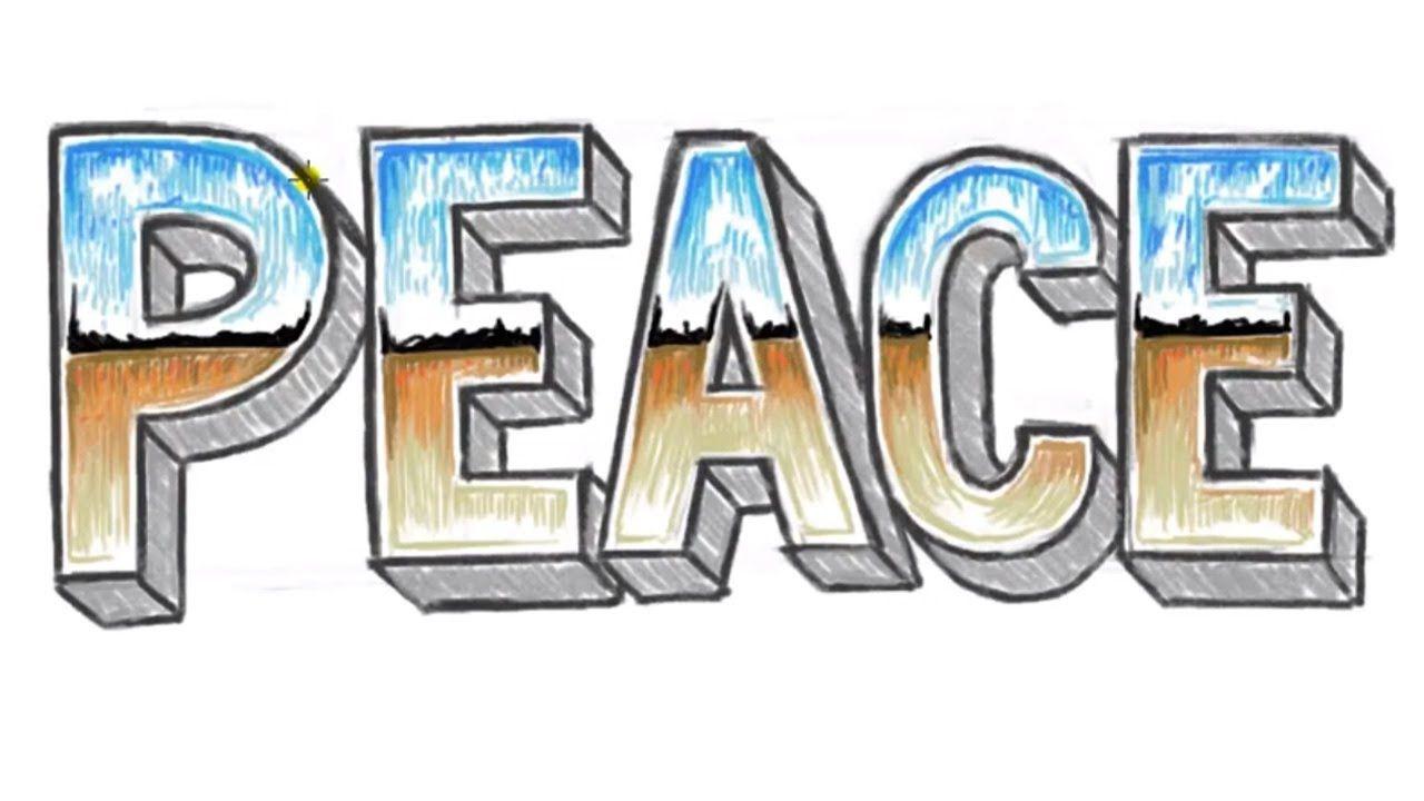 Words with Letters Logo - How to Draw PEACE 3D - 3D Block Letters PEACE with Chrome Letter ...