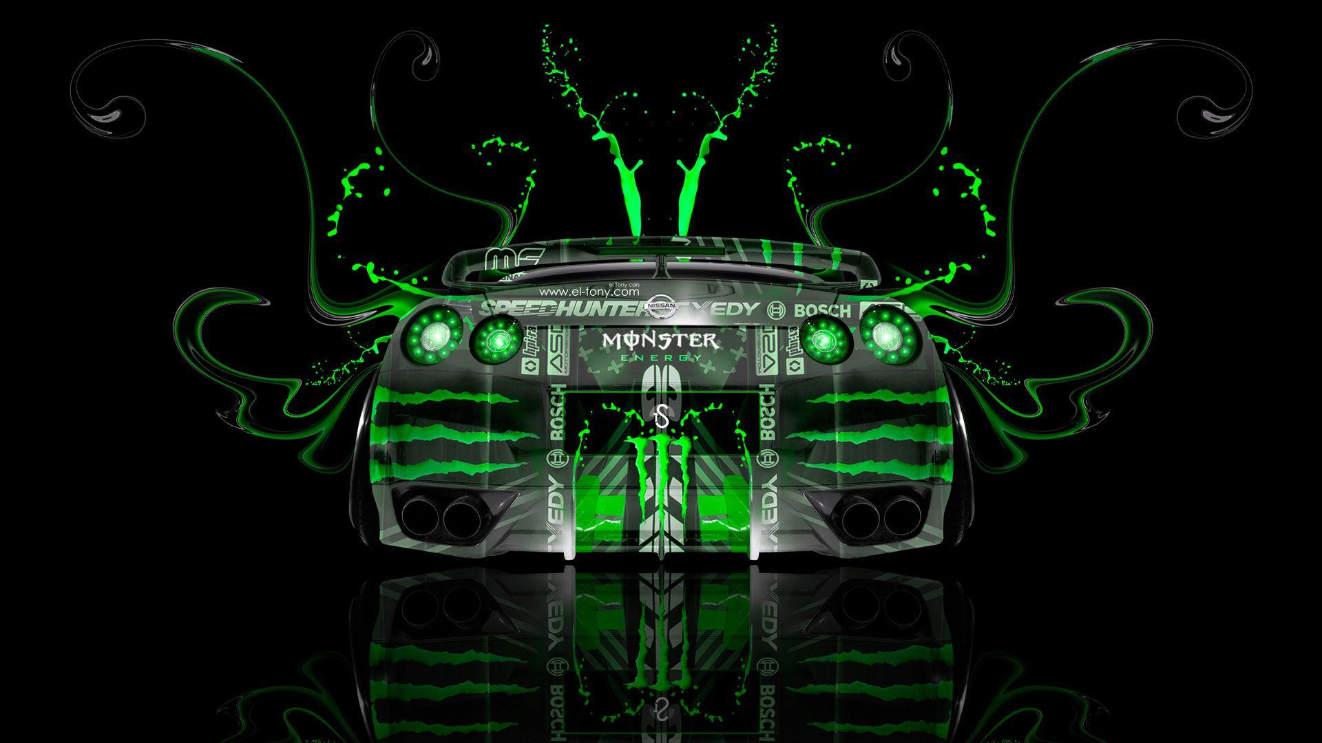 Cool Cars Monster Energy Logo - Monster Energy Nissan GTR R35 Back Plastic Car 2014