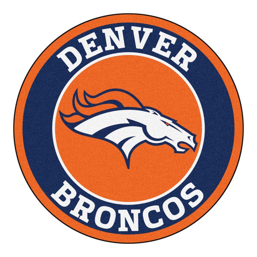 Broncos Logo - FANMATS NFL Denver Broncos Navy 2 Ft. X 2 Ft. Round Area Rug 17957
