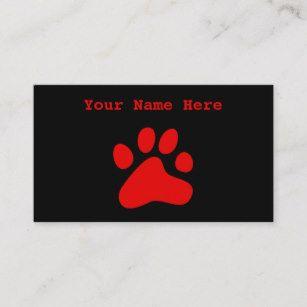 Red Dog Paw Logo - Red Dog Paws Business Cards