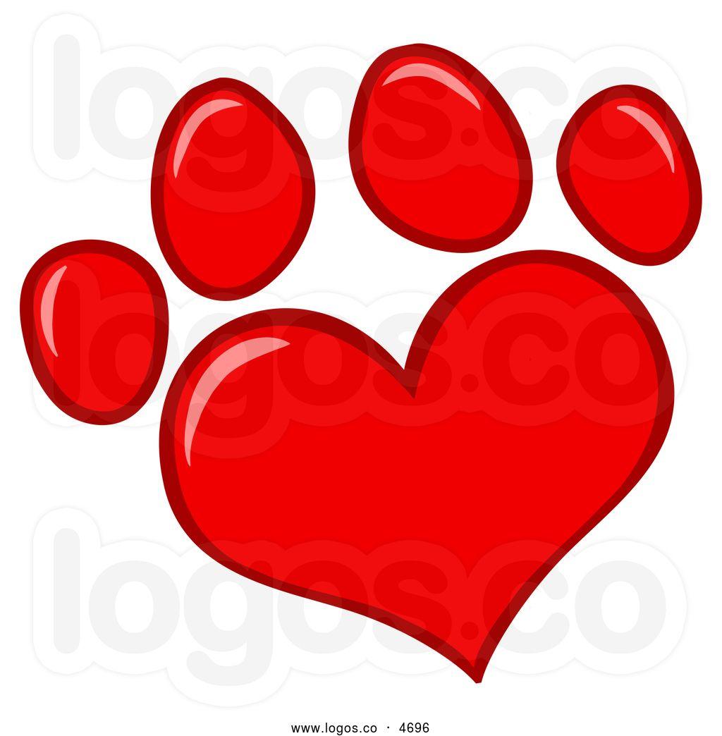 Red Dog Paw Logo - Red Heart Shaped Paw Print | Clipart Panda - Free Clipart Images