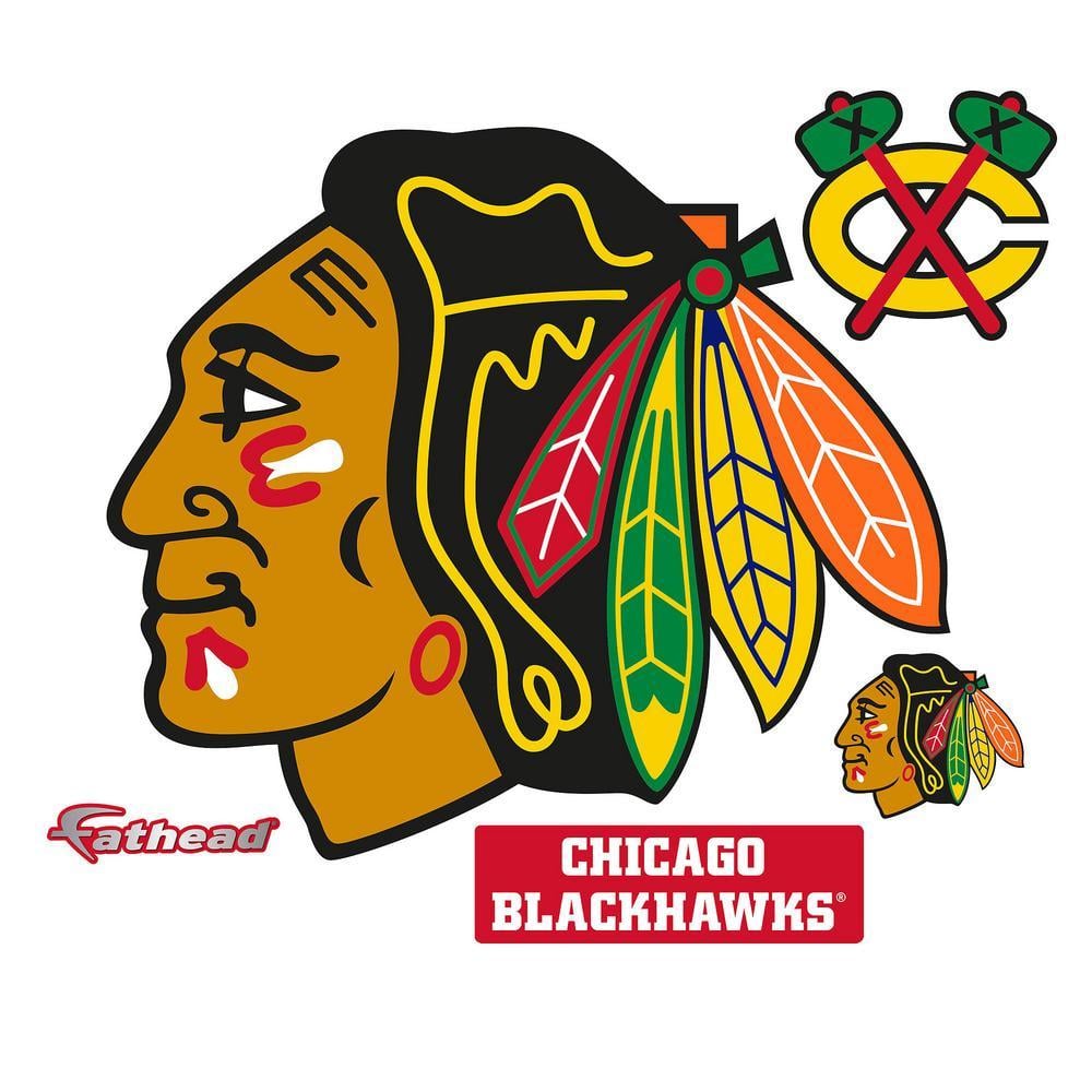 Blackhawks Logo - Fathead 38 in. H x 45 in. W Chicago Blackhawks Logo Wall Mural-64 ...