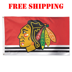 Chicago Blackhawks Logo - Chicago Blackhawks Logo Flag Banner 3x5 ft 2 Grommets 2018 NHL NEW ...