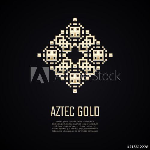 Aztec Logo - Isolated aztec logo. Golden square shape. Gradient premium logotype ...