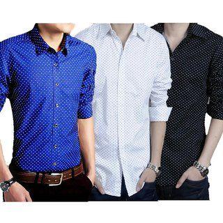 Blue and White Z Logo - Buy STITCHER CITY COMBO OF MEN'Z WHITE, BLUE AND BLACK DOTTED SHIRTS ...