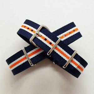 Blue White Orange Logo - Navy Blue / White / Orange Stripe Nato Watch Strap : 18mm / 19mm ...